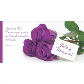 Képeslap borítékos (e01_2014) - Boldog névnapot! (lila rózsa)