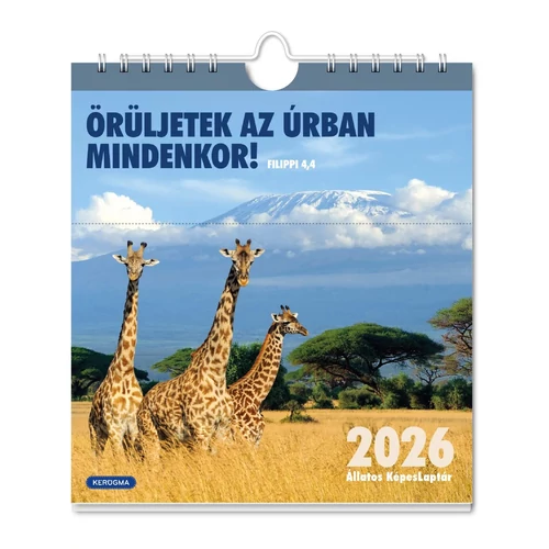Képeslapnaptár 2026 (2/2) – Örüljetek az Úrban mindenkor! (állatos - négyzetes)