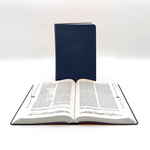 Nagyméretű, varrott, Sötétkék Károli Biblia 2.0